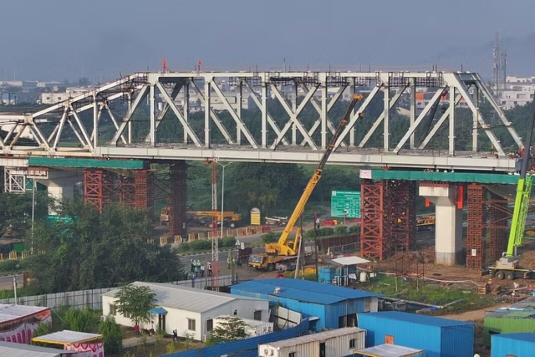 “Make in India” initiative, Mumbai-Ahmedabad Bullet Train Corridor, steel bridge, V innovative technology, painting technique,, steel bridges, semi high-speed trains.