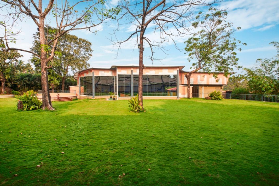 Momentz, Bicholim, North Goa, adaptable design, wedding venue, Sumedh Naik, Elements Design Studio, tensile fabric roofing, structural steel frame, multi-level venue, functionality, elegance, steel structure, prefabricated frames, topography, sustainability, recyclable materials, architectural innovation, aesthetic steel frame.