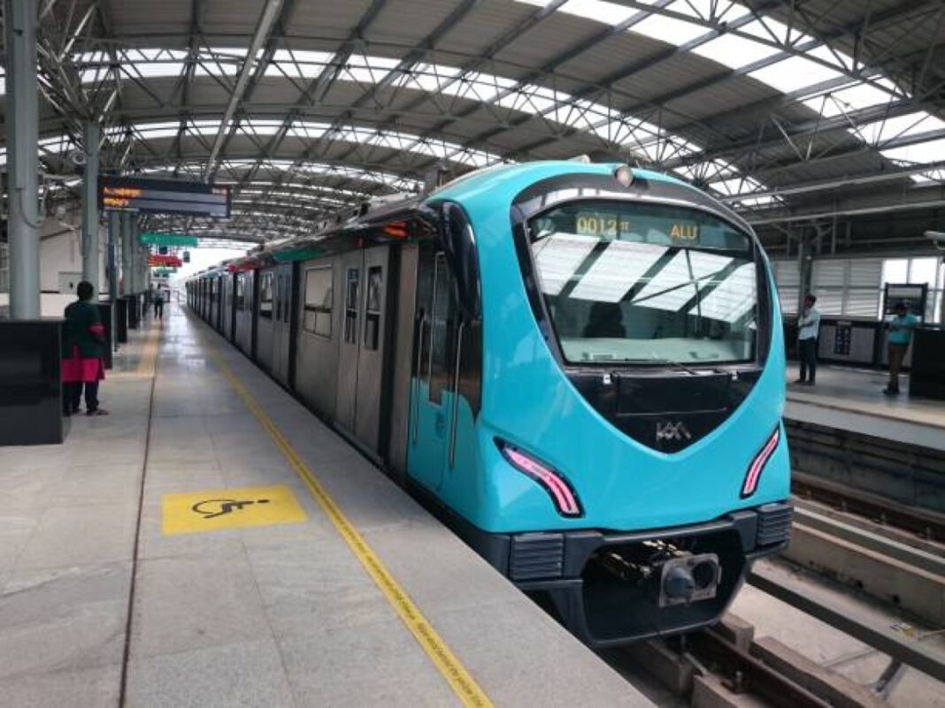 Kochi Metro Rail Ltd, Comprehensive Mobility Plan (CMP), new metro line, Mass Rapid Transit Systems (MRTS), multi-nodal development, Urban Mass Transit Company (UMTC), rail-based MRTS, bus-based MRTS, infrastructure development, growth centres, road network, lane capacity, crossings, bridges.