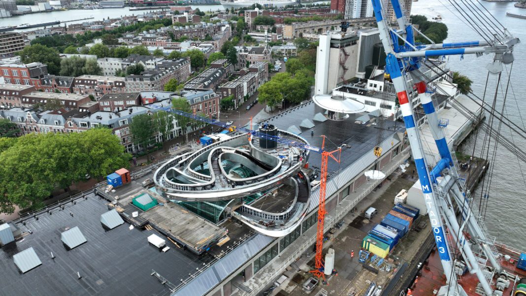 Fenix Museum, Rotterdam, Tornado Staircase, MAD Architects, spiral staircase, architectural design, steel sculpture, Ma Yansong, stainless steel, museum design, innovative architecture