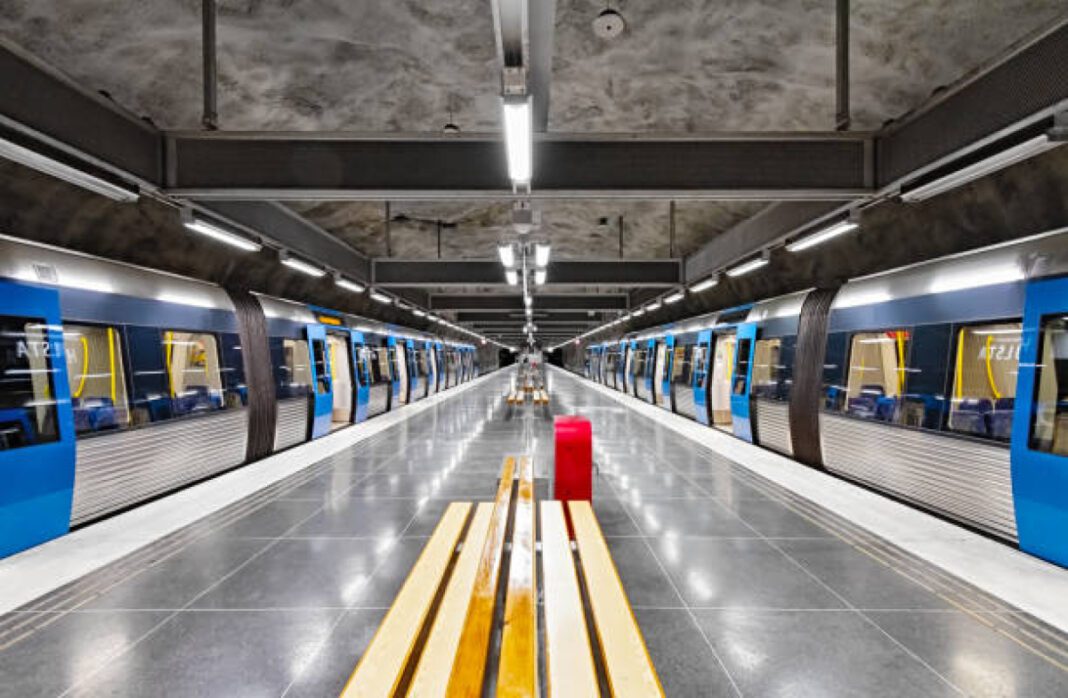 Stockholm subway station Hjulsta Telangana government, Hyderabad Metro Phase II, public-private partnership, public transport, urban mobility, sustainable growth, connectivity, infrastructure expansion.