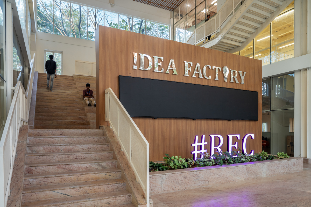  REC IDEA Factory, sustainable architecture, modern academic spaces, collaborative design, steel framework, natural light, eco-friendly materials, Rajalakshmi Engineering College, Architecture Plus Value, adaptive design, energy efficiency, innovative campus architecture
