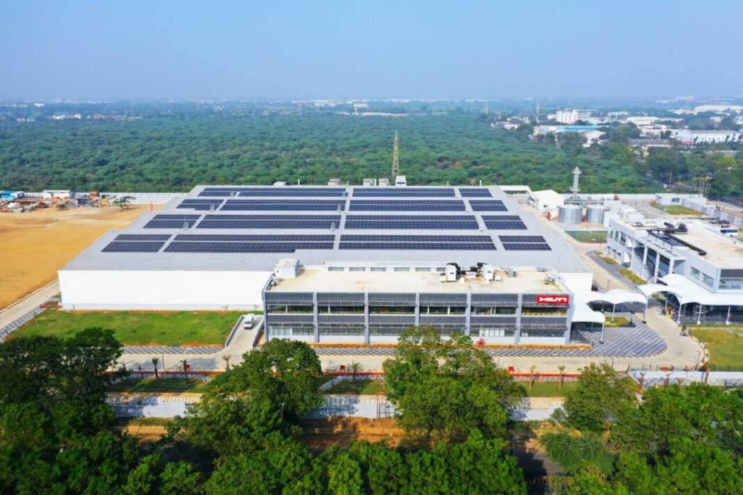 HILTI India, DGNB-rated Green Building, sustainable construction, energy efficiency, structural steel, manufacturing facility, green building standards, innovative design, retrofitting.